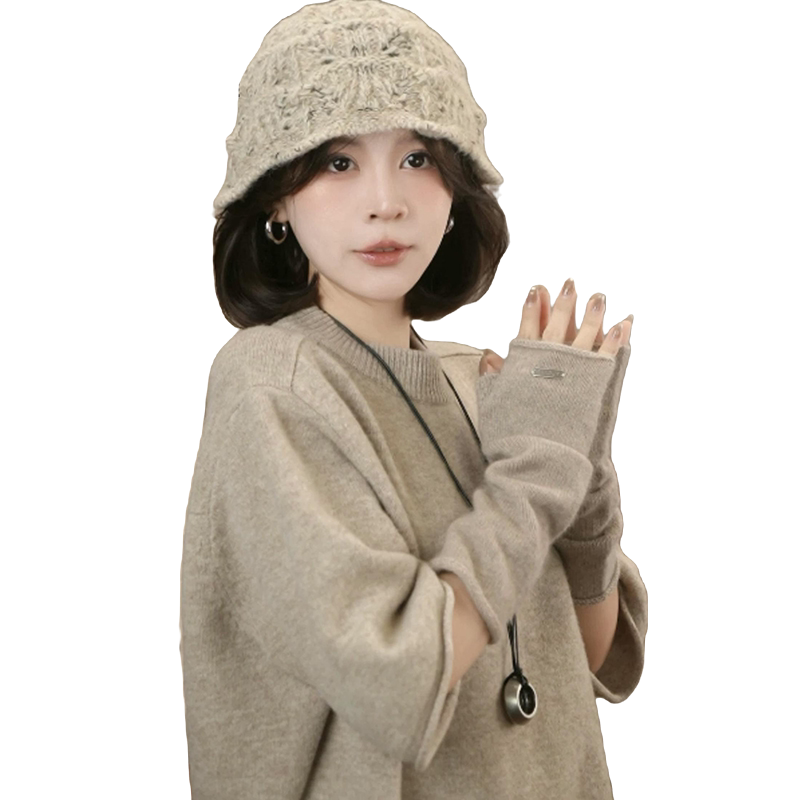 Chic Know日本設計師聯名款 純色木耳邊漁夫帽女秋冬季保暖毛線帽
