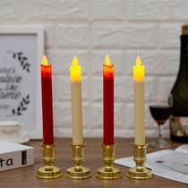 Plug-in LED electronic fake red remote control candle lamp for Buddhist temple simulation swinging new house candlestick candlelight dinner