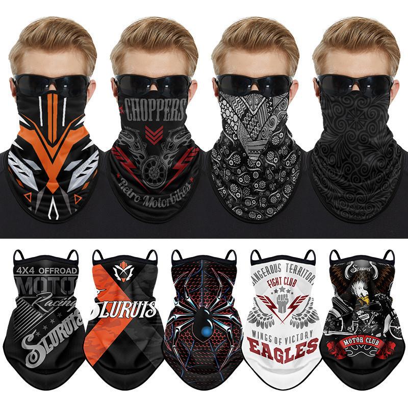 Sun Protection Mask, Ice Silk Motorcycle Riding Headscarf, Thin Ear-Hanging Retro Motorcycle Hip-Hop Face Scarf, Ice Sleeve Set for Summer