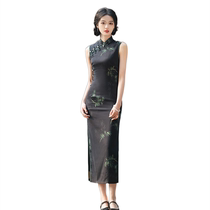(Tianzi National Color) New Chinese style elegant jacquard improved cheongsam womens retro Chinese style slim dress