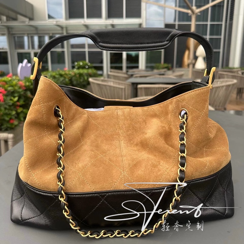 Ceiling! Suede Patchwork Shopping Bag 25A Chain Tote Bag Travel Bag Laptop Bag
