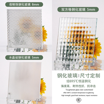 Customized art glass ultra white Changhong double grid crystal night pearl embossed tempered glass cabinet door window screen