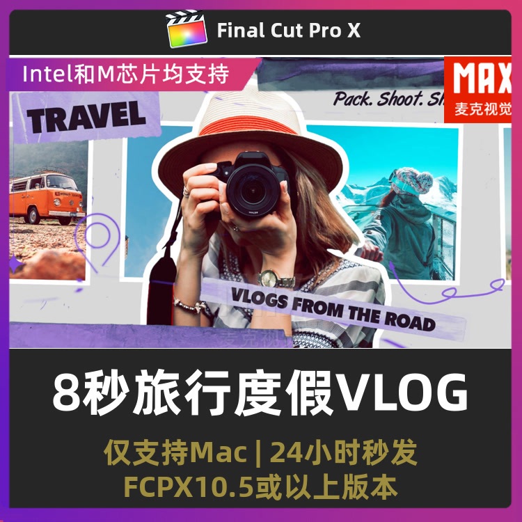 Fcpx Plugin 8-Second Campus Student Graduation Travel Vacation Vlog Collage-Style Intro Finalcutpro Plugin