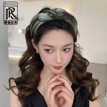 Korean fine gauze braid headband womens summer all-match headwear high-end sense going out net red press hair wide-brimmed headwear