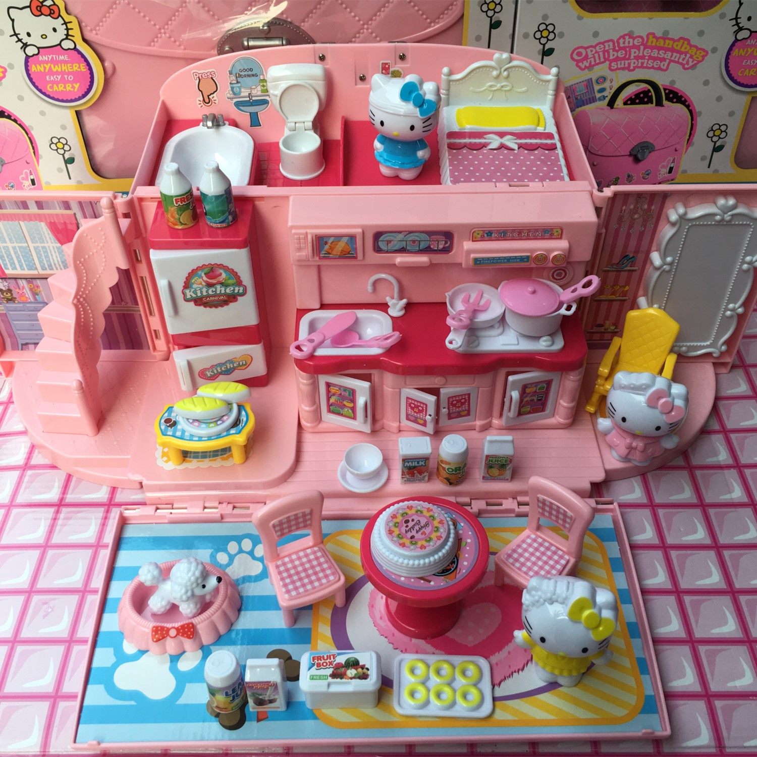 Little 伶 Toy Girl Beautiful Toy House Hello Kitty Kitchen Set
