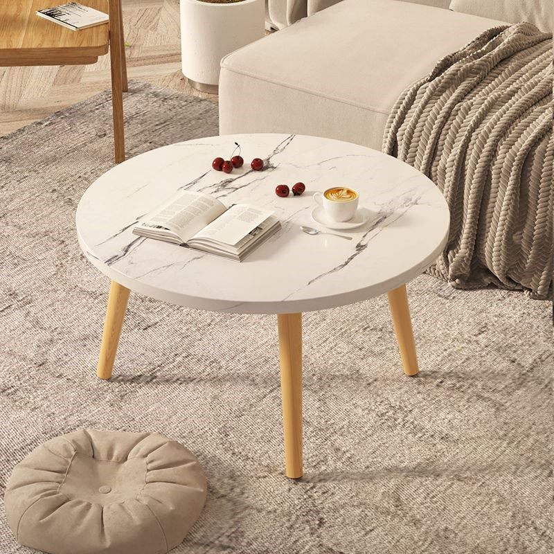 Small coffee table on the carpet small table bedroom sitting light luxury bay window simple small wooden table small round table household solid wood