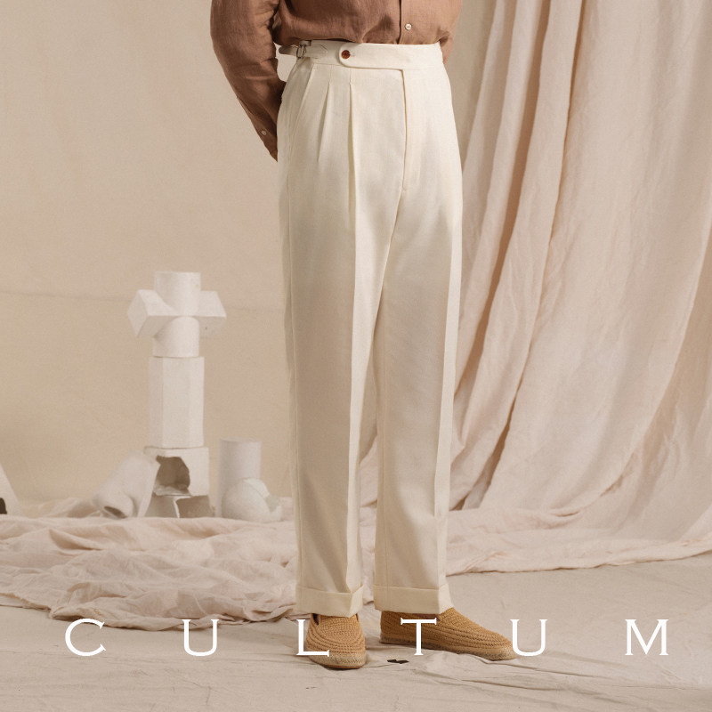 CULTUM 【Серия Armor Series】 Льняные брюки из смесовой ткани Strong Twist, мужские повседневные брюки из ткани old Money, дышащие Изображение 1