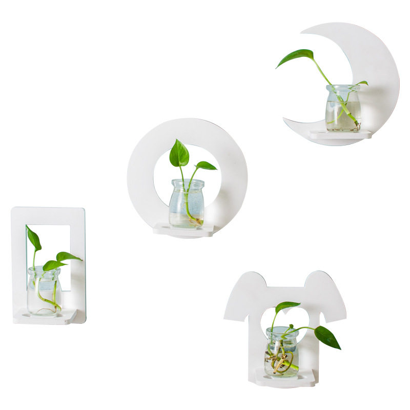 Wall flower shelf Water Cultivation Glass Vase Wall-mounted flowerpots Creative Wall Little Qing New Green Planted Green Loo Decorations-Taobao