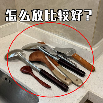 Kitchen rotary suction cup hook pot and pot spoon storage rack household spatula wall hanging rack microwave oven cleaner