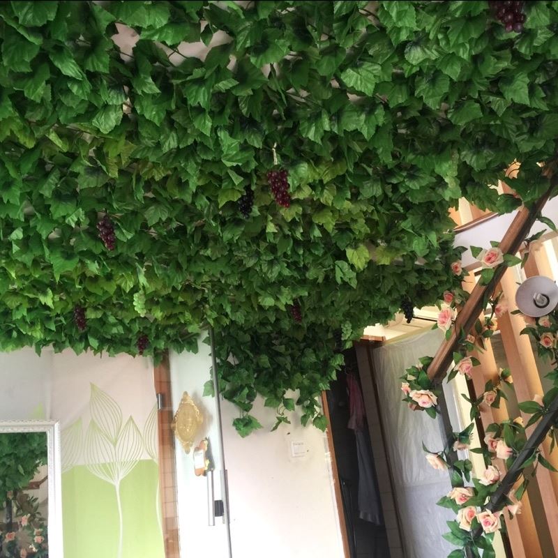 假花草仿真装饰吊顶植物壁挂藤条防真花藤葡萄藤蔓室内墙壁大绿叶