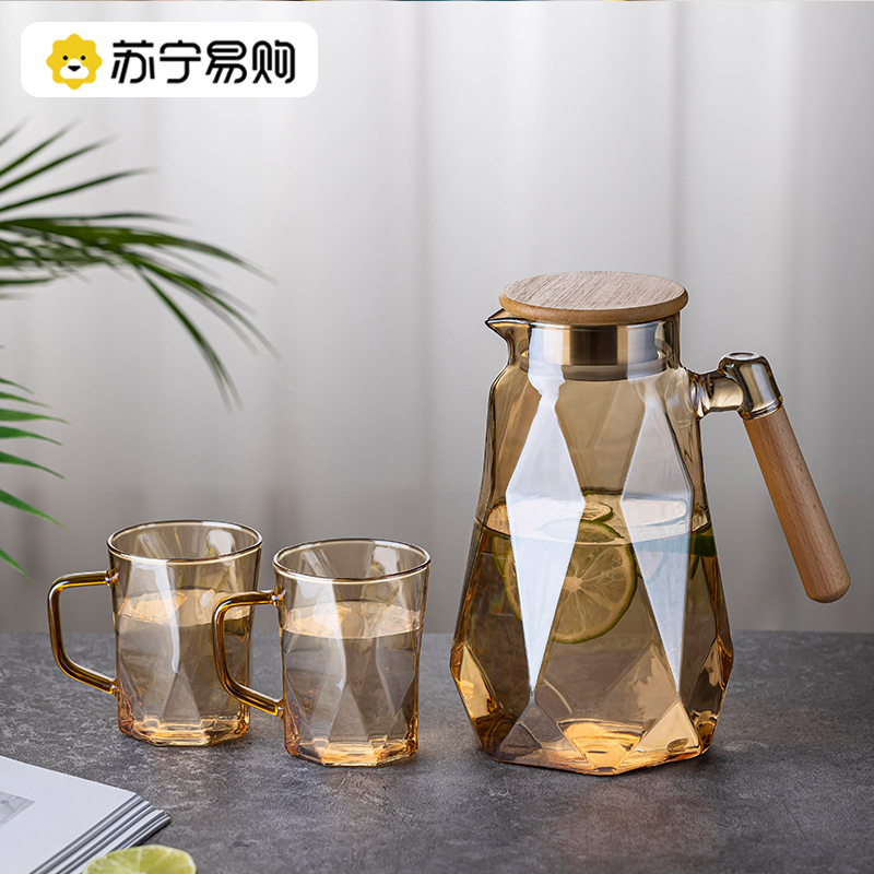 Suning glass cold kettle resistant to high use living room to be guest net red with high face value tea juice pot 2112-Taobao