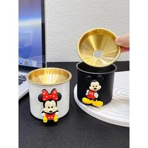 Stainless steel ashtray cute cartoon home living room office high-value anti-fall ashtray windproof does not run away ash