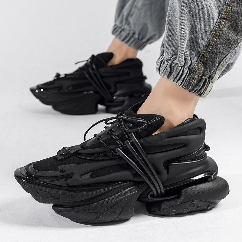 Official Balmain Spring and Autumn 2023 Spaceship Shoes Heightened Torre Shoes Women's Bullet Lace-up Sneakers Women's Shoes