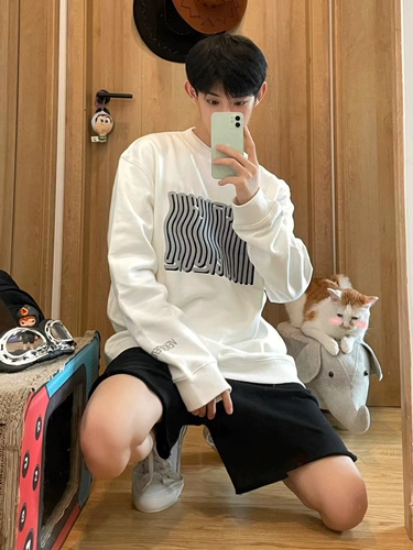 Белая демисезонная приятная телу толстовка, оверсайз, в американском стиле, изысканный стиль