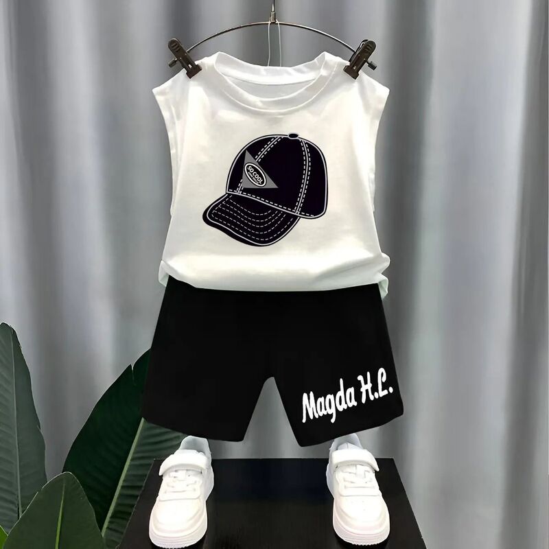 Boys' Fashionable Vest Suit Summer Kidsren's Casual Sleeveless T-Shirt Boys' Stylish Shorts Summer Wear Boys' Fashionable Vest Suit Summer Kidsren's Casual Sleeveless T-Shirt Boys' Stylish Shorts Summer Wear