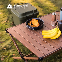Sunnyfeel Foldable Table Outdoor Roll-Up Table Camping Picnic Table and Chair Set Portable Aluminum Alloy