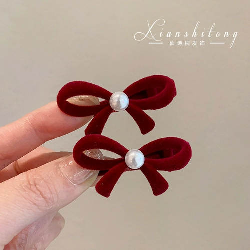 Детская заколка для волос, красный милый детский аксессуар для волос с бантиком