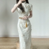 汀玥苓 Летнее ципао, элитное легкое свадебное платье, яркий броский стиль, китайский стиль, осенний сезон