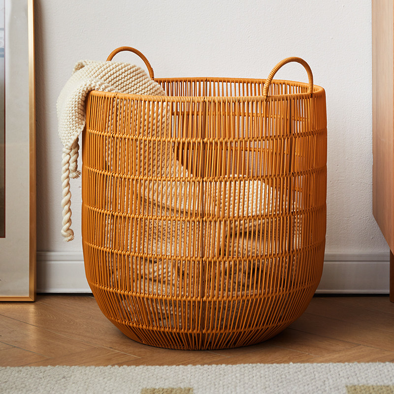 Rattan Waterproof Dirty Laundry Basket Bathroom Dirty Laundry Basket Hotel Laundry Basket Living Room Toy Dirty Laundry Containing basket INS-Taobao