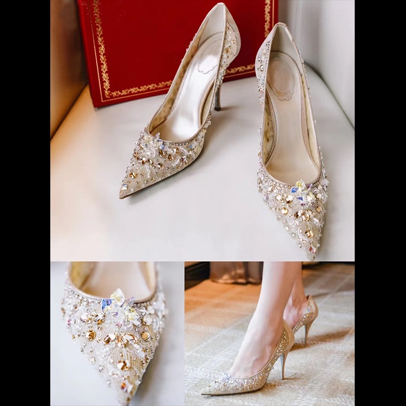 Flash Sale All-In-One Edition Rc Crystal Gem Wedding Shoes Banquet Bridesmaid Shoes Lace High Pointed Toe Floral Stiletto Pumps Flash Sale All-In-One Edition Rc Crystal Gem Wedding Shoes Banquet Bridesmaid Shoes Lace High Pointed Toe Floral Stiletto Pumps
