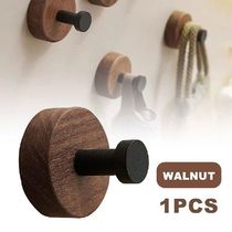 Self-adhesive New Simple Solid Wood Hook Walnut Hanging