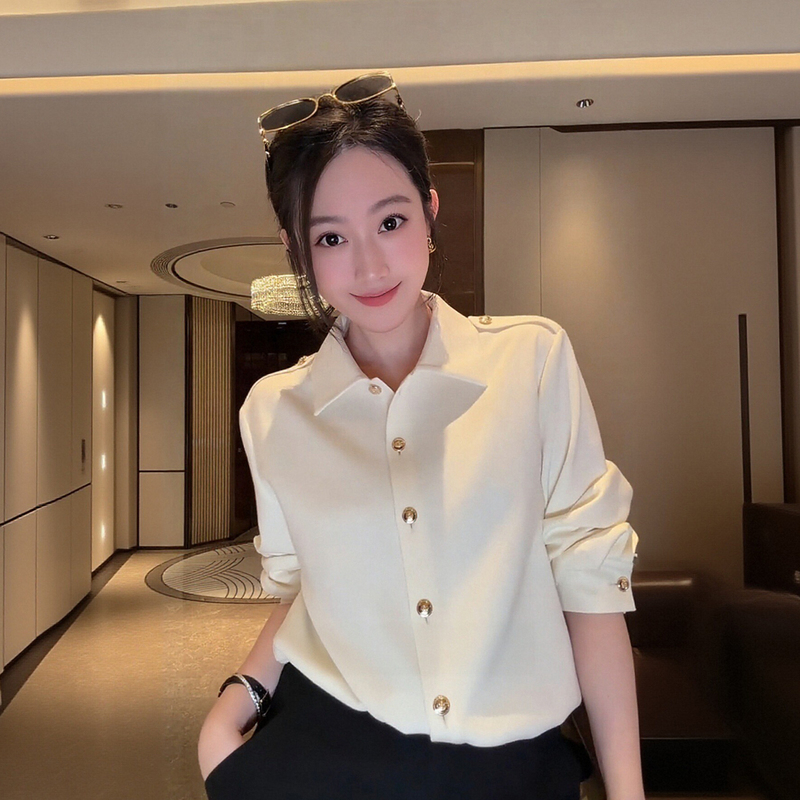 Da Li Plus "Lyocell Cotton Sweatshirt Shirt" with Stylish Epaulette Design Shirt-Sd609197