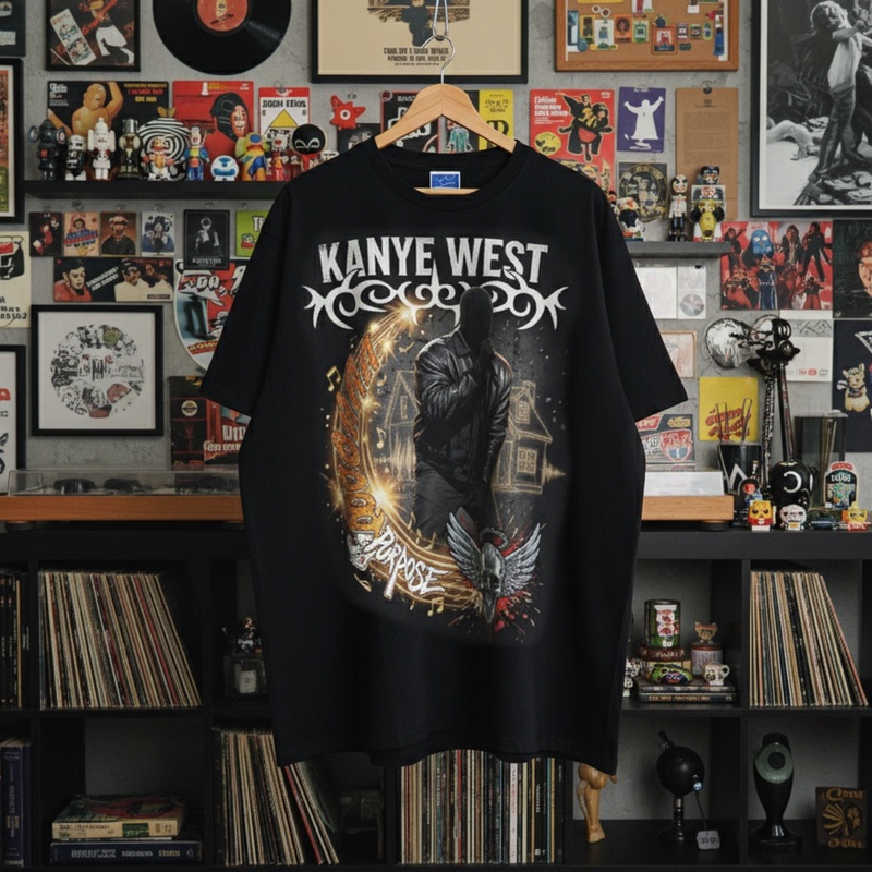 Kanyewest Short-Sleeved T-Shirt American High Street Hip-Hop Rap Fashion Brand Pure Cotton Loose-Fitting Top for Men and Women