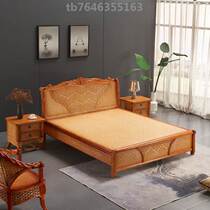 Indonesian rattan bed 1 8M real plant rattan bed rattan art bed double single bed solid wood bed 1 5M rattan bed hotel