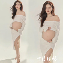Photo studio new pregnant mother photo clothing small fresh and simple pure lust style knitted suit pregnant woman belly photos taken at home