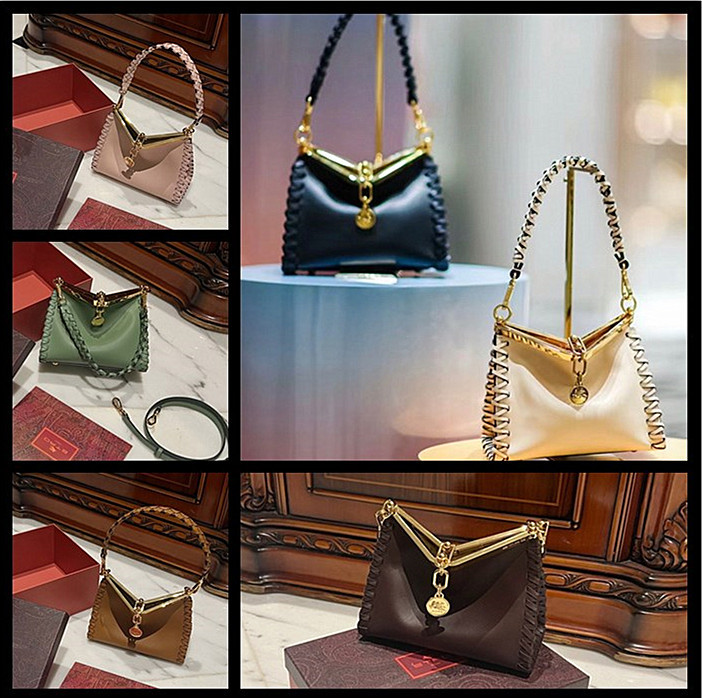 New Aichuo Etro Women's Bag Vela Handbag Hobo Metal Buckle Woven Leather Underarm Bag Single Shoulder Crossbody Bag New Aichuo Etro Women's Bag Vela Handbag Hobo Metal Buckle Woven Leather Underarm Bag Single Shoulder Crossbody Bag