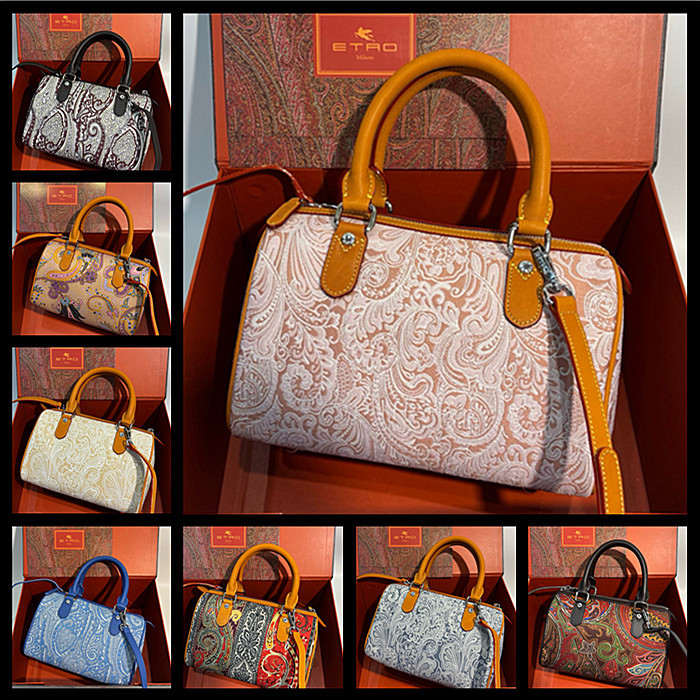 New Etro Women's Bag with Paisley Print, 25-29cm Boston Pillow Bag, Shoulder Crossbody Handbag