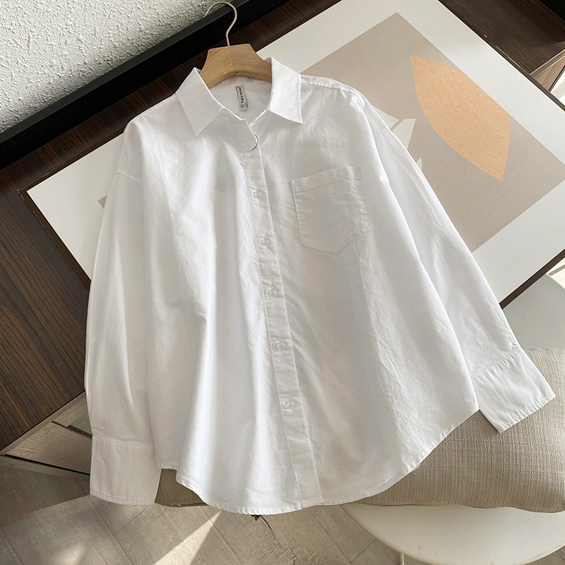 Autumn and Winter Designer Niche Shirts for Women, Loose-Fitting White Pure Cotton Long-Sleeved Slimming Shirts, Versatile Tops Autumn and Winter Designer Niche Shirts for Women, Loose-Fitting White Pure Cotton Long-Sleeved Slimming Shirts, Versatile Tops