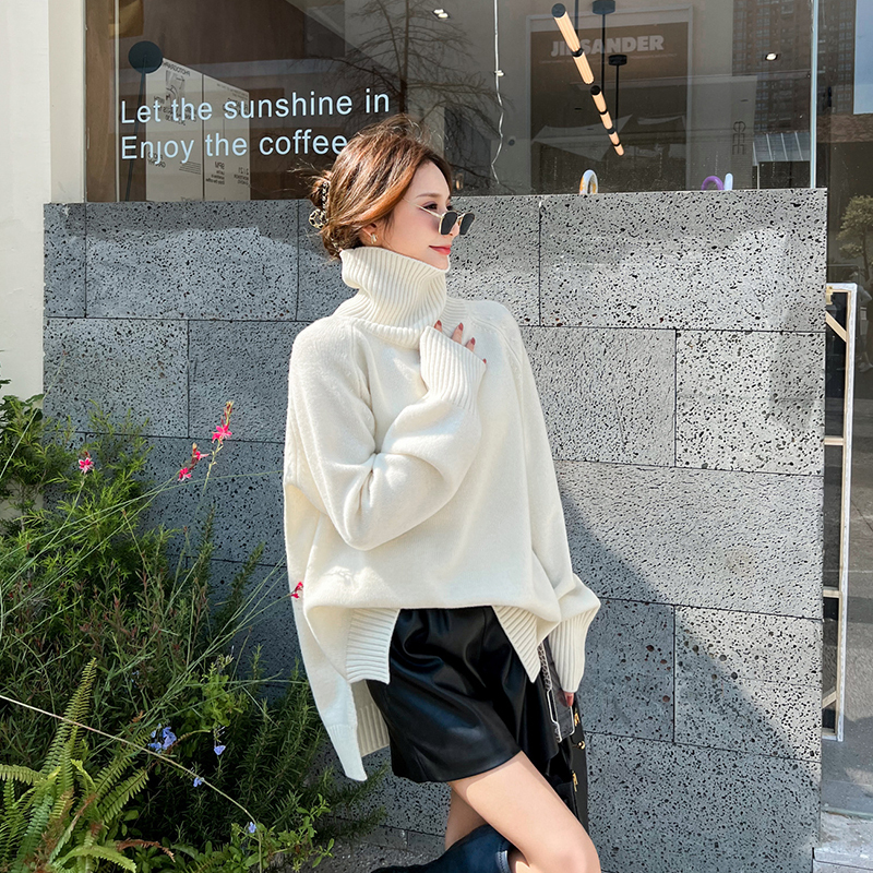 2026 Autumn/Winter New High-Neck Long-Sleeve Slimming Sweater Thick Versatile Sweater Loose Knit Base Shirt Women's Clothing 2026 Autumn/Winter New High-Neck Long-Sleeve Slimming Sweater Thick Versatile Sweater Loose Knit Base Shirt Women's Clothing
