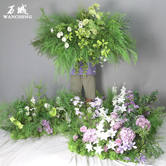 森系婚礼地排花结婚路引花婚礼花排迎宾花路引仿真花布置装饰花艺