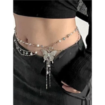 Butterfly waist chain accessories y2k with skirt high-end female 2024 new metal accessories sexy hot girl pure lust style