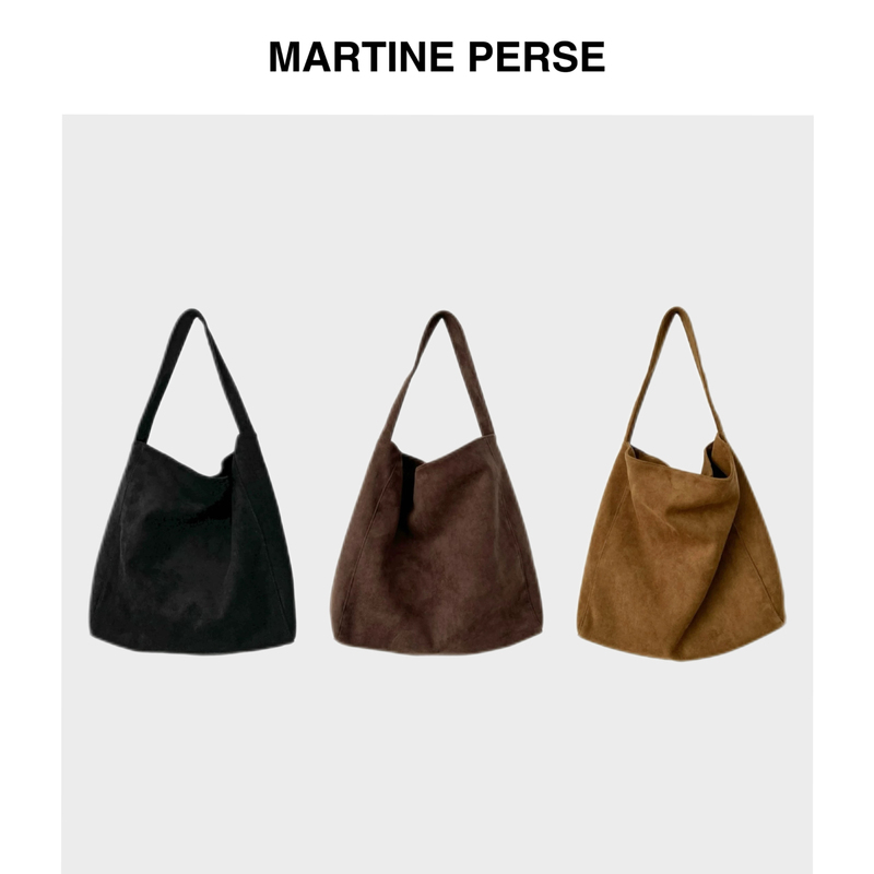 Martine Perse'Youchen' Matte Suede Large-Capacity Crossbody Bag Commuter Casual Shoulder Bag