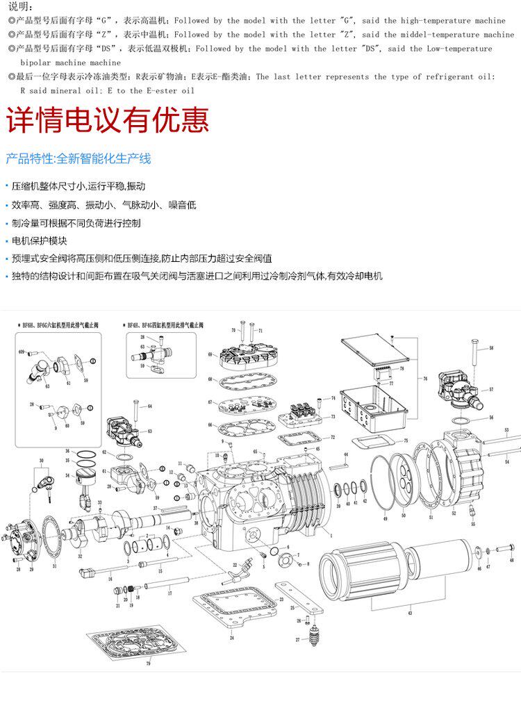 博莱特制冷YBF4H-15.2ZR半封闭式活塞压缩机制冷压缩机冷库机组(pic5)