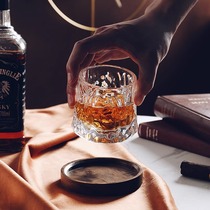 High-end crystal glass whiskey glass foreign wine cup hammer pattern rotating tumbler home creative personality 947g