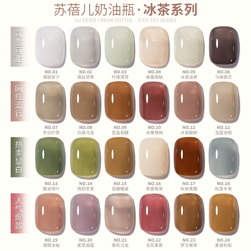 Ice Tea Color Phototherapy Nail Polish Gel Set 2026 New Ice-Clear Jelly Nude Color Series for Nail Salons