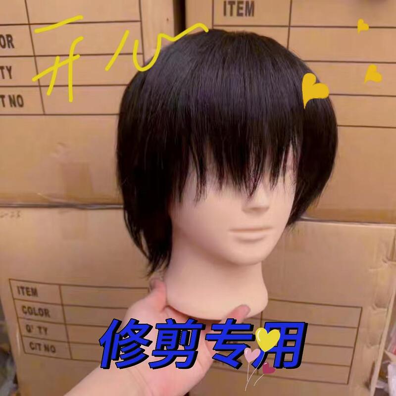 Real Hair Male Mannequin Head for Practicing Trimming, Perming, Dyeing, Curling, Blow-Drying, and Bleaching. Real Hair Male Mannequin Head