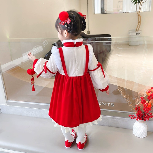 Зимняя детская праздничнная одежда, детское ханьфу, платье, наряд на выход