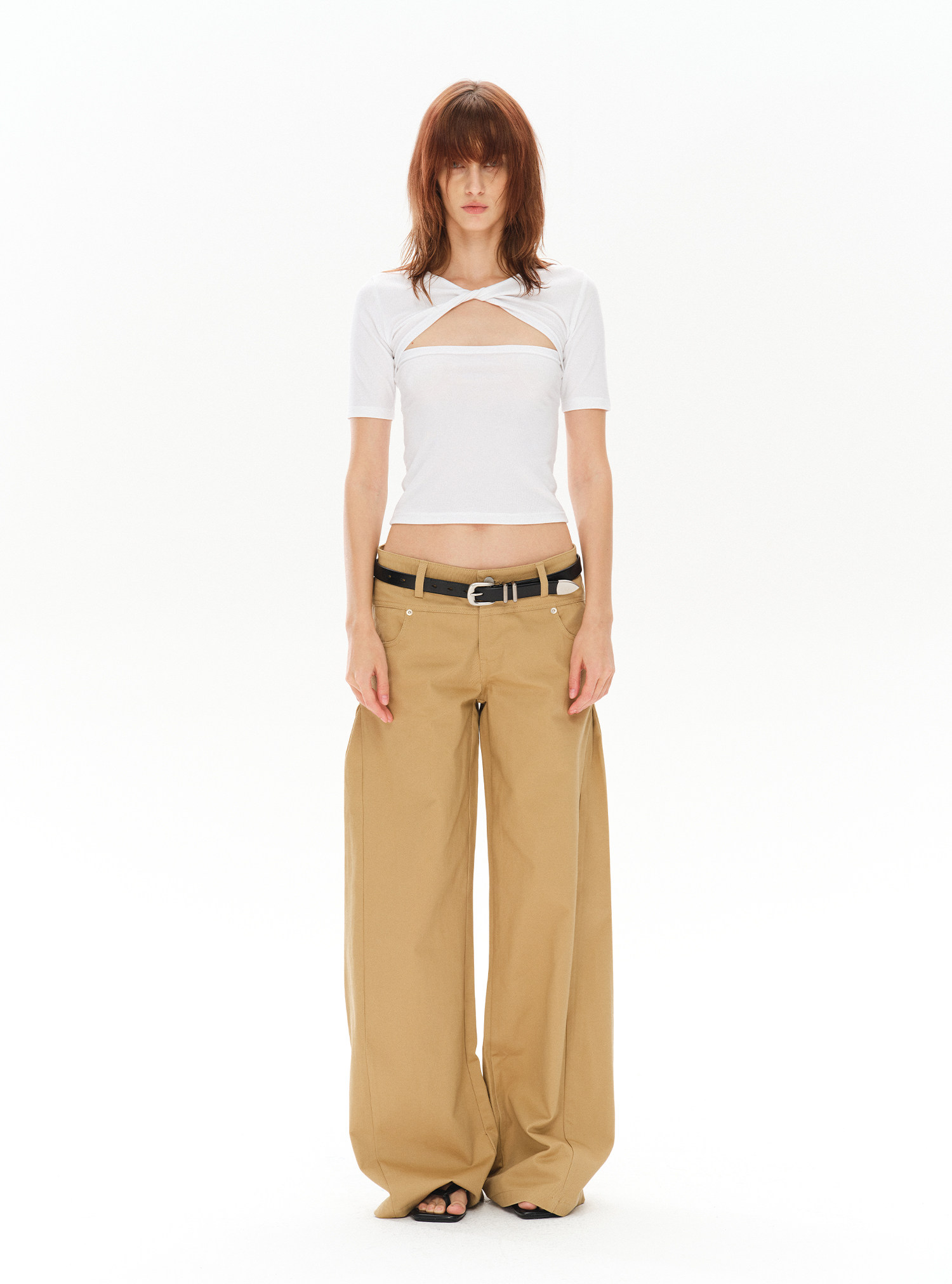 COSTUSTOOT Tencel Reversible Twist Back Cropped Tee