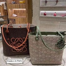 LOE‍WE Luo Yiwei womens bag Square old flower tote bag Tote jacquard shopping bag shoulder handbag