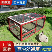 Wooden rabbit cage large space outdoor running cage solid wood duck cage wire mesh indoor household chicken coop anti-corrosion wood