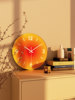 Internet-Famous Wall Clock, Living Room Clock, Creative and Stylish Clock, Home Art Silent Glass Clock, Sunset Simple Quartz Clock