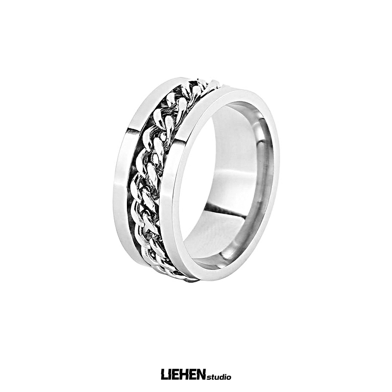 ボトルオープナーチェーンリングチタン鋼色褪せないメンズリング高級人差し指シングル大冷風シンプル