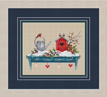 Original cross-stitch embroidery chart with self-matched electronic drawings in PDF format winter flower stand birds nest saga