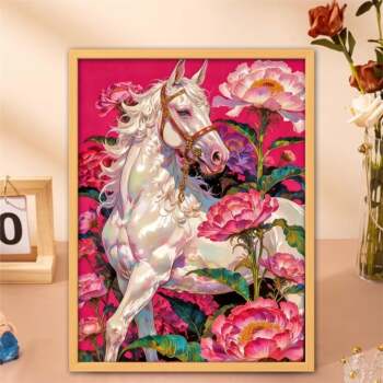 2026 Blossoming White Horse Oil Painting High-End Living Room Decorative Wall Art Puzzle New Year Chinese Style 300/500/1000 Pieces