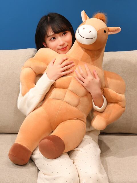 Muscle Horse Boyfriend Pillow Plush Toy Horse Year Mascot Funny Gift for Girlfriend or Best Friend's Birthday