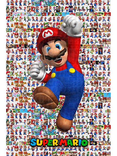 Wooden Puzzle Mario Super Mario 1000 Pieces Kidsren's Educational Puzzle Adult Version with Frame for Boys and Girls